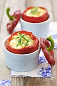 Red peppers stuffed with sheep's cheese and herbs