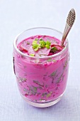 Chlodnik (Cold soup made with young beetroot, leaves & kefir)