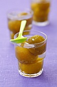 Greengage compote in three glasses