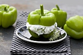 Green peppers stuffed with crème fraîche and thyme