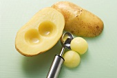 Potato with melon baller