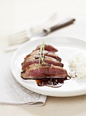 Duck breast with rice