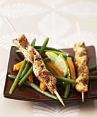 Spicy chicken satay with vegetables