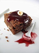 Brownie with raspberry jam