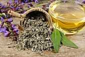 Sage tea with fresh and dried sage