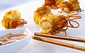 Potato-coated prawns with dip (Asia)