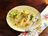 Baked chicory with cheese and herbs
