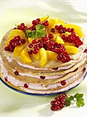 Layered nut pastry with fruity quark filling