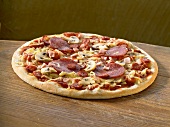 A salami pizza