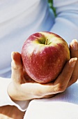 Hand holding an apple
