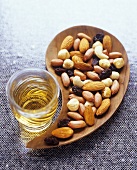 Mixed nuts and a glass of sherry