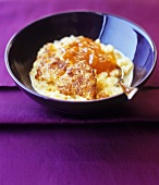 Rice pudding with apricot jam