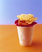 Various fruit sorbets in a paper cup