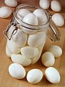 Pickled eggs in a preserving jar
