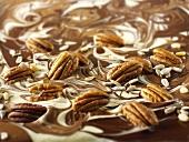 Marbled chocolate with pecans and sunflower seeds