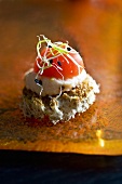 A crab and cherry tomato appetiser
