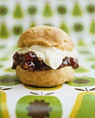 Scone with clotted cream and jam (UK)