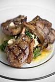 Grilled lamb chops with feta cheese