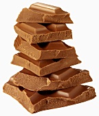 Pieces of milk chocolate, stacked