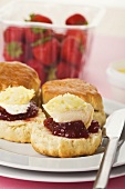 Scones with clotted cream and jam (UK)