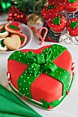 A heart-shaped marzipan cake for Christmas