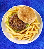 Hamburger with chips