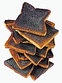 A pile of burnt toast