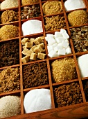 Various types of sugar in a typesetter's case