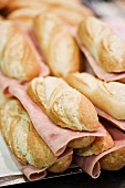 Ham in baguette rolls