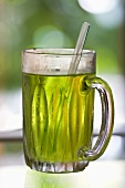Green pandan drink (made with pandan leaves, Thailand)