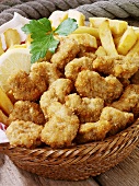 Scampi and chips in a basket