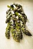 Grilled green asparagus with sea salt