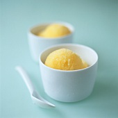 Mango sorbet in two small bowls