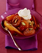 Caramelised fruit with clotted cream
