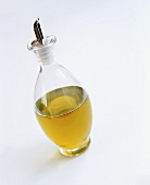 Olive oil in a glass bottle