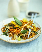 Stir-fried noodles and vegetables