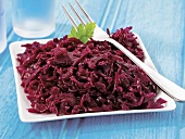 Red cabbage on plate with fork