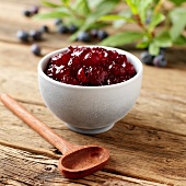 Cranberry jelly in a small bowl