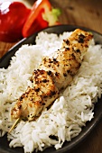 Chicken kebab on rice