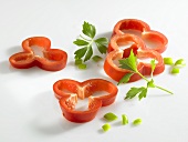 Sliced red pepper, small pieces of green pepper & parsley