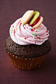 Chocolate cupcake with pink cream