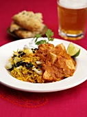 Chicken tikka masala (Indian chicken dish) with rice