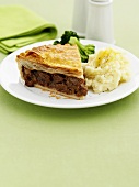 Beef pie with mashed potato