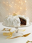Christmas cake, a piece removed (UK)