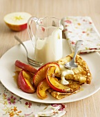 Crêpes with caramelised apples and cream