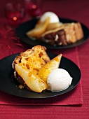 Panettone with pears and vanilla ice-cream