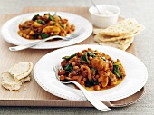 Potato curry with chickpeas and spinach