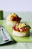 Small frittatas with ricotta, peas and Parma ham