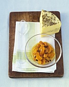 Peach compote and herb cheese