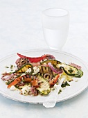 Grilled vegetables and feta cheese